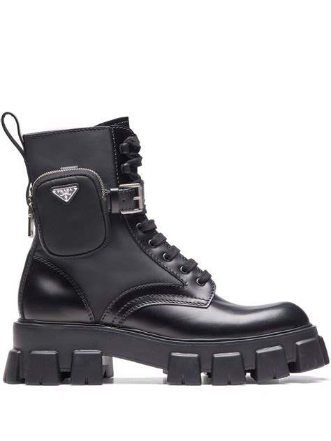 prada red wedge leather boots|Prada ankle pouch combat boots.